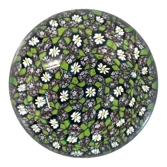 Murano Italy Millefiori Flower Canes Large 4" Glass Paperweight Floral Design VT - Picture 2 of 7